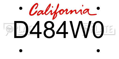 D484W0 California License Plate