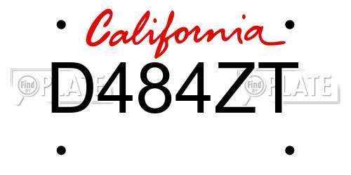 D484ZT California License Plate