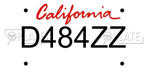 D484ZZ California License Plate
