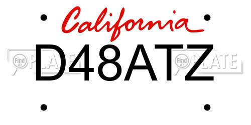 D48ATZ California License Plate