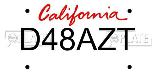 D48AZT California License Plate
