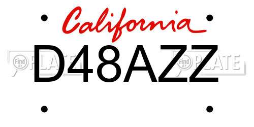 D48AZZ California License Plate