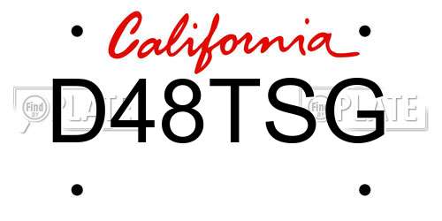D48TSG California License Plate