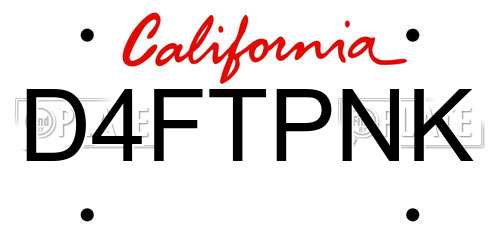 D4FTPNK California License Plate