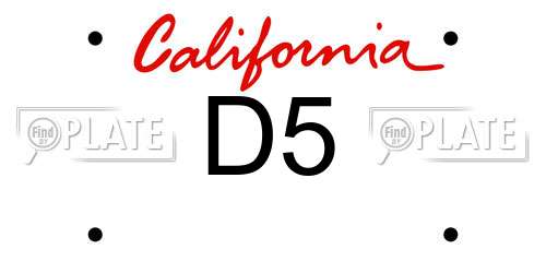 D5 California License Plate
