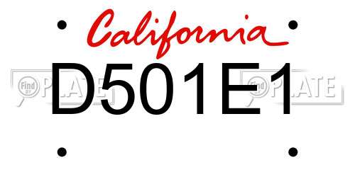 D501E1 California License Plate
