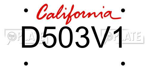D503V1 California License Plate