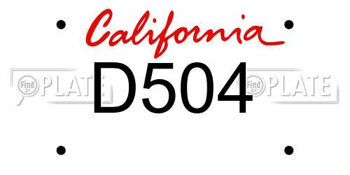 D504 California License Plate