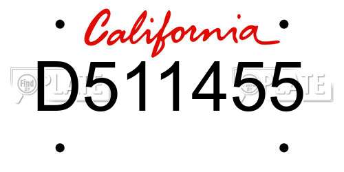 D511455 California License Plate