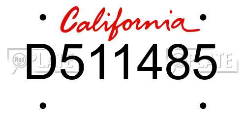 D511485 California License Plate