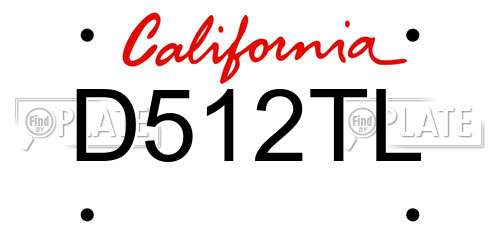 D512TL California License Plate