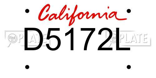 D5172L California License Plate