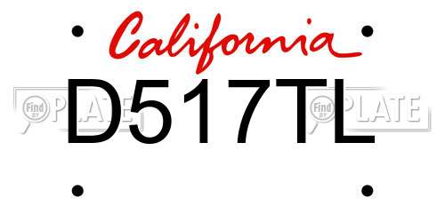D517TL California License Plate