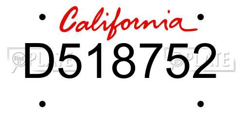 D518752 California License Plate