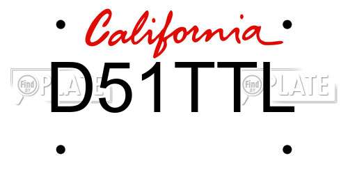 D51TTL California License Plate