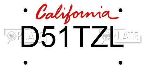 D51TZL California License Plate