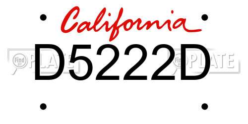 D5222D California License Plate