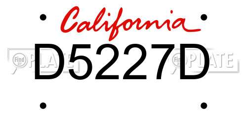 D5227D California License Plate
