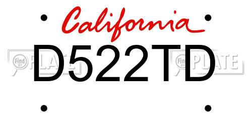 D522TD California License Plate