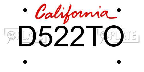 D522TO California License Plate
