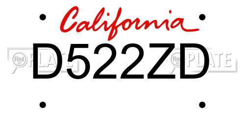 D522ZD California License Plate