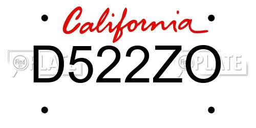 D522ZO California License Plate
