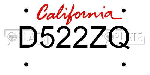 D522ZQ California License Plate