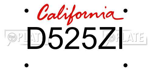 D525ZI California License Plate