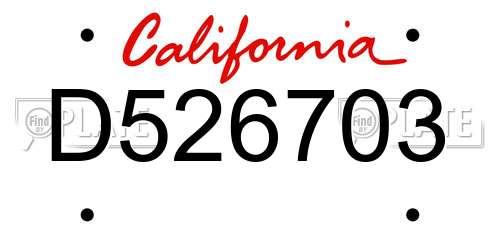D526703 California License Plate