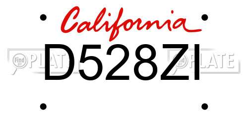 D528ZI California License Plate