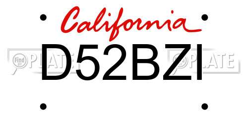 D52BZI California License Plate