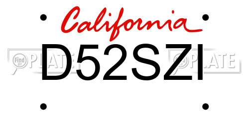 D52SZI California License Plate