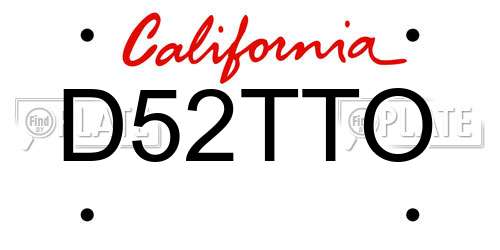 D52TTO California License Plate