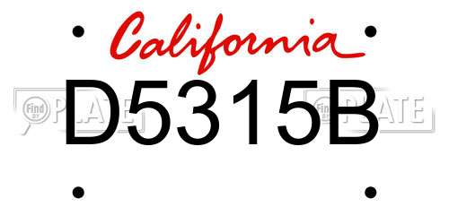 D5315B California License Plate