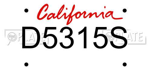 D5315S California License Plate