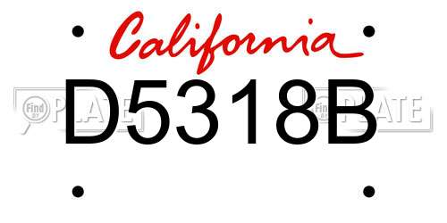 D5318B California License Plate