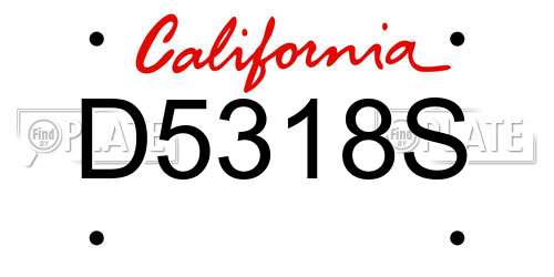 D5318S California License Plate