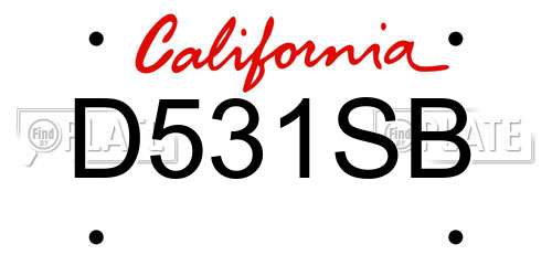 D531SB California License Plate