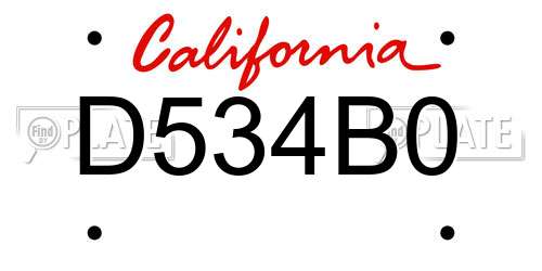 D534B0 California License Plate