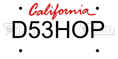 D53HOP California License Plate