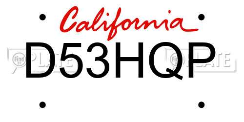 D53HQP California License Plate