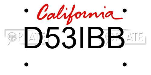 D53IBB California License Plate