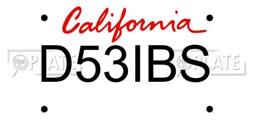 D53IBS California License Plate