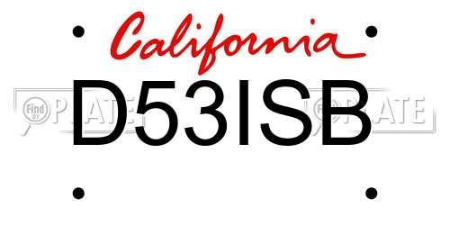 D53ISB California License Plate