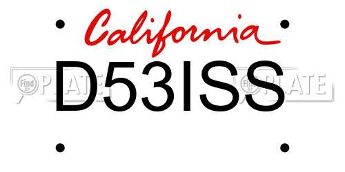 D53ISS California License Plate