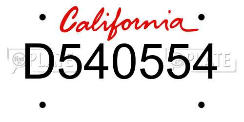 D540554 California License Plate