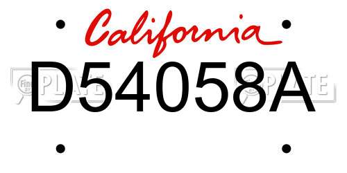 D54058A California License Plate