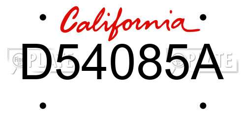 D54085A California License Plate
