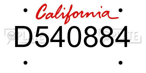 D540884 California License Plate