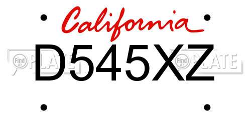 D545XZ California License Plate